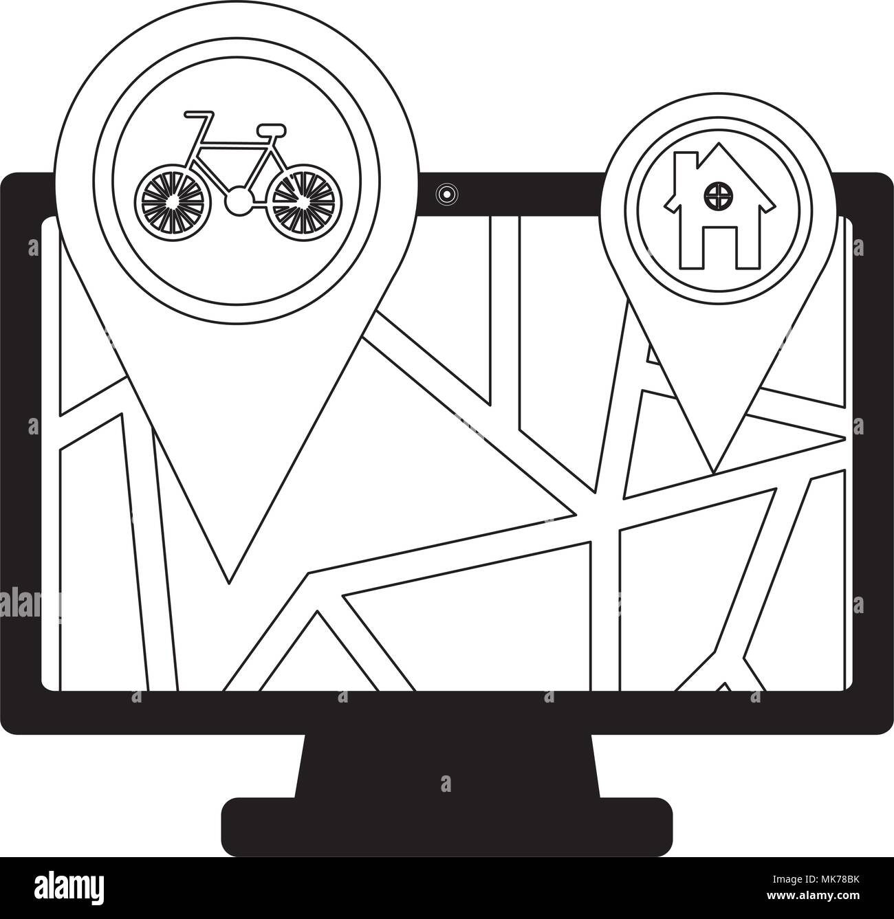 computer desktop with gps software vector illustration design Stock ...