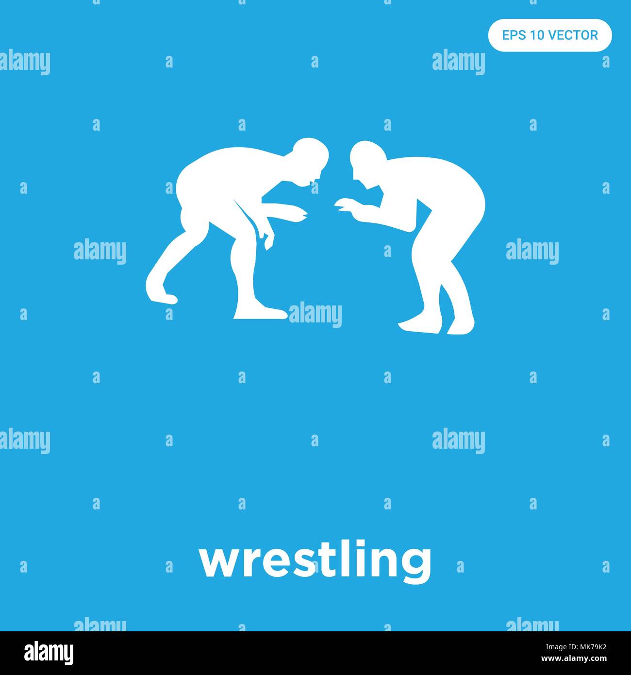 wrestling vector icon isolated on blue background, sign and symbol ...