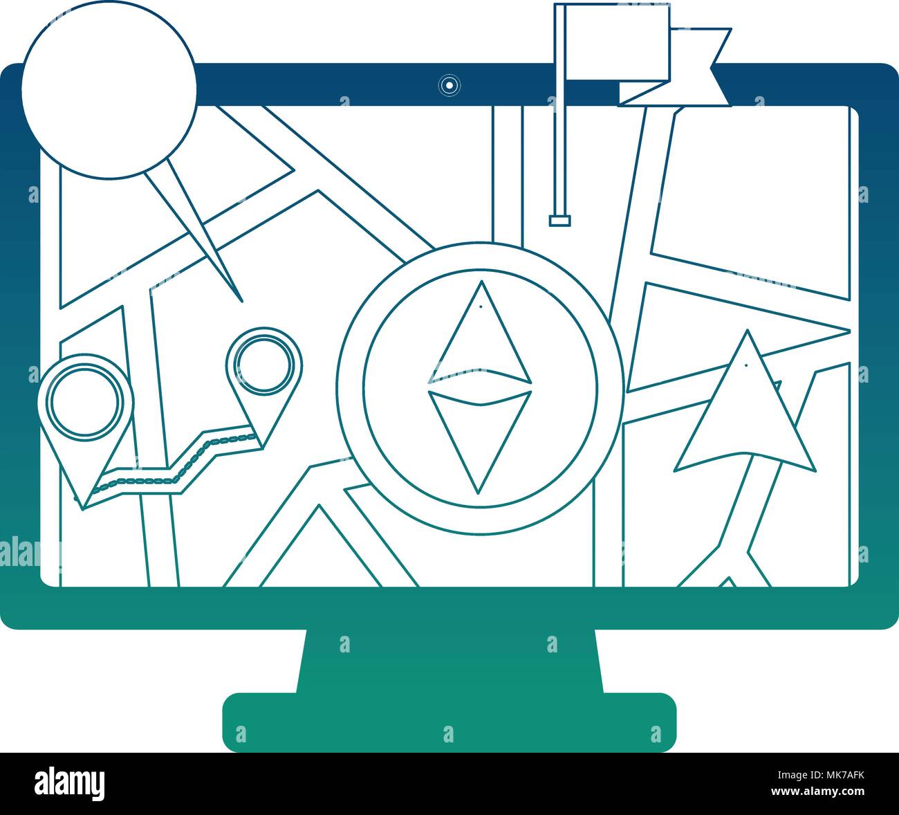 computer desktop with gps software vector illustration design Stock ...