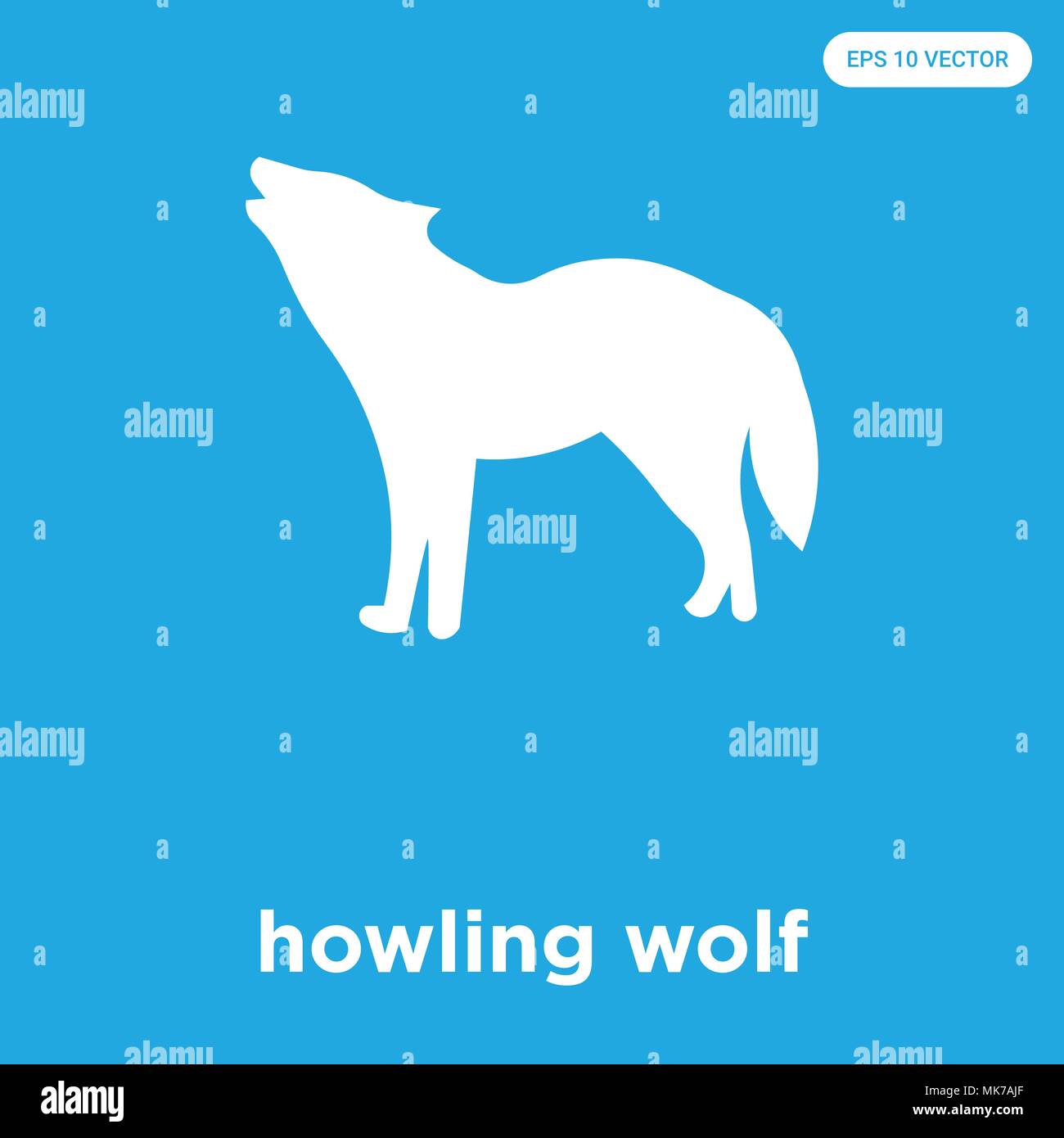 howling wolf vector icon isolated on blue background, sign and symbol ...