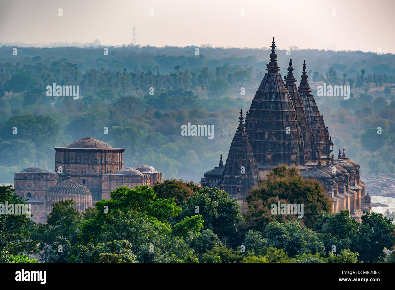 Chatris or Cenotaphs in Orchha, India Stock Photo