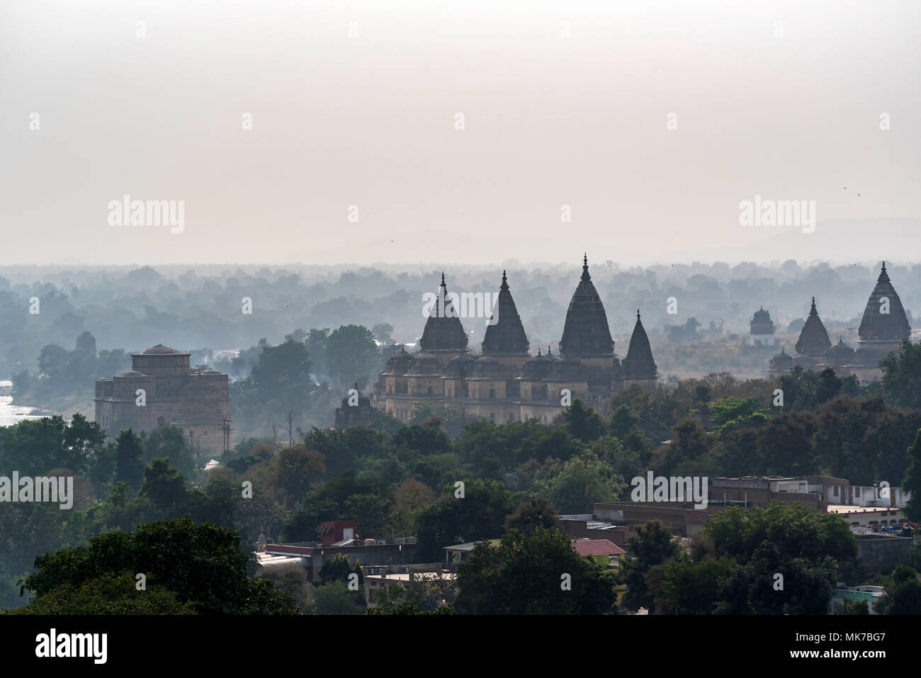 Chatris or Cenotaphs in Orchha, India Stock Photo