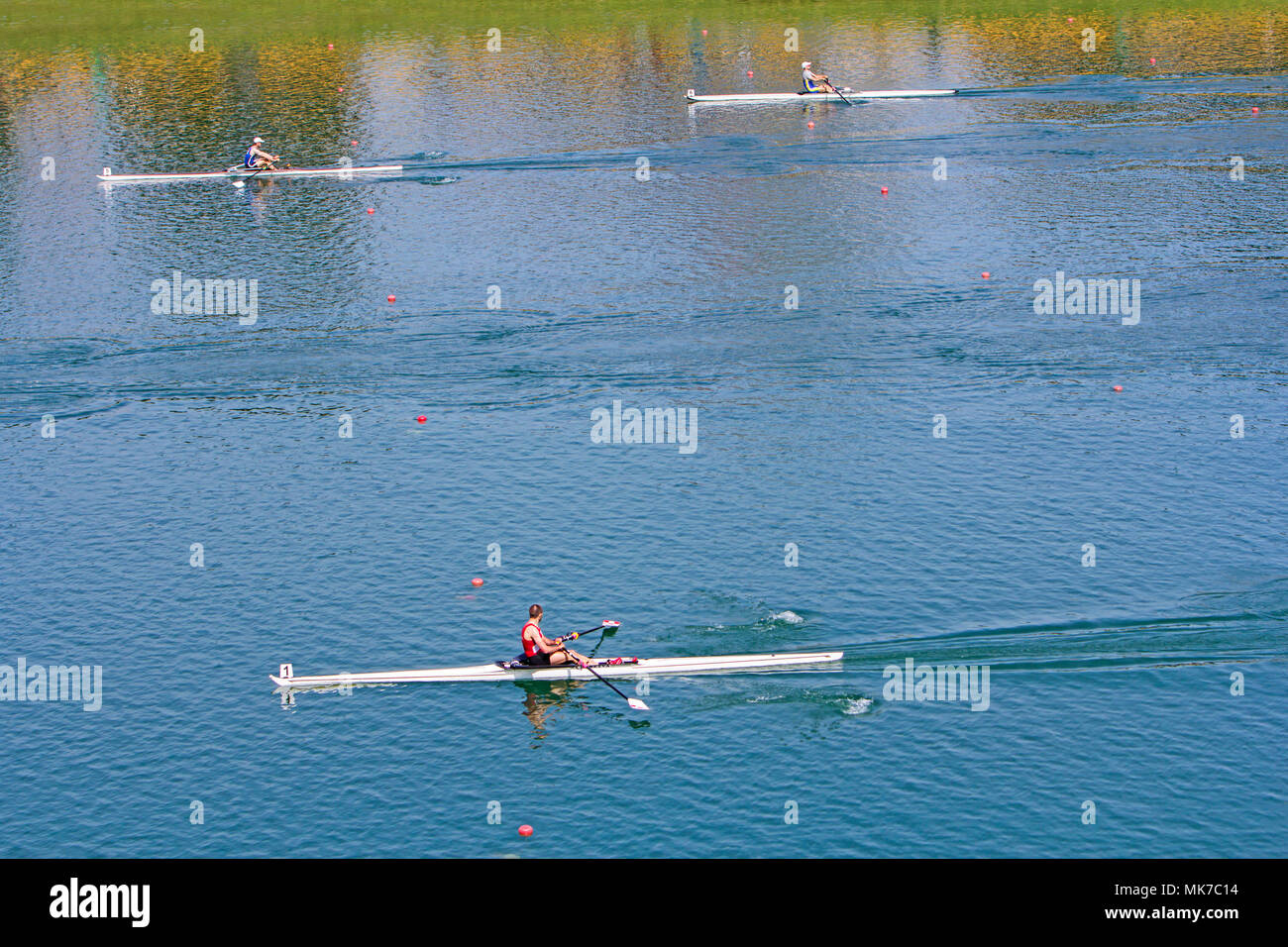Rowers in a rowing boat on the race Stock Photo Alamy