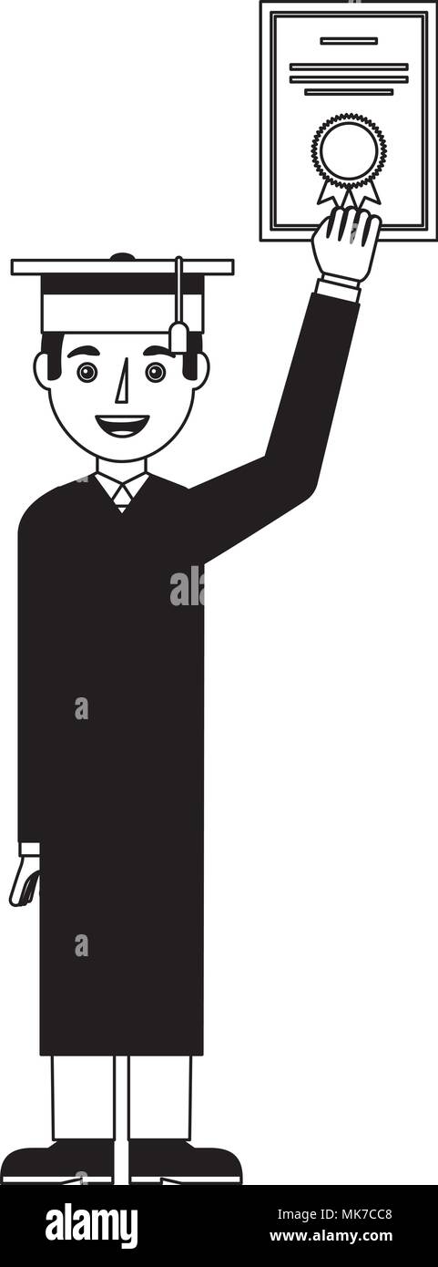 young man with graduation hat and diploma vector illustration design ...
