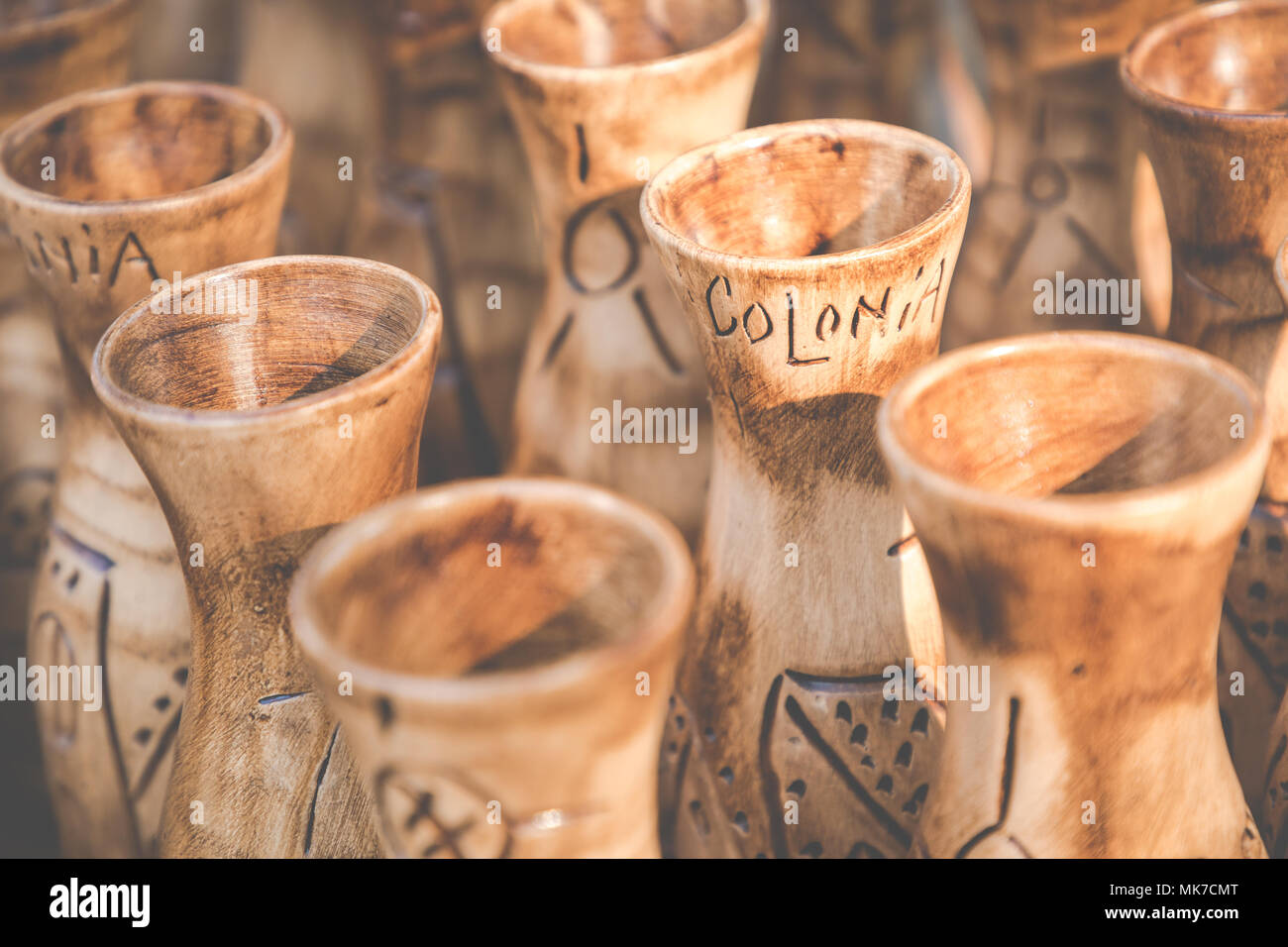 Wooden souvenir from Colonia del Sacramento, Uruguay. Stock Photo