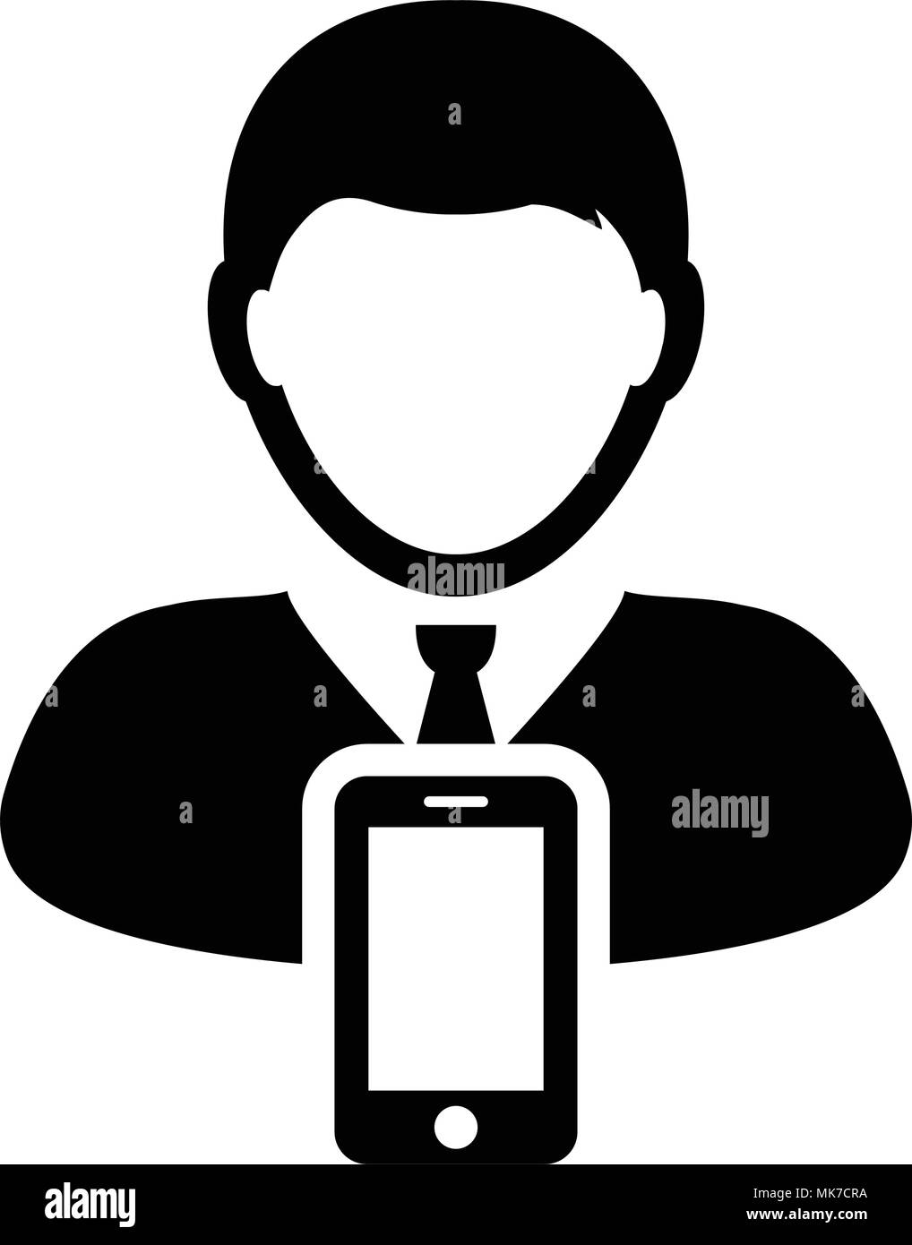 Mobile user icon vector male person profile avatar with smartphone ...