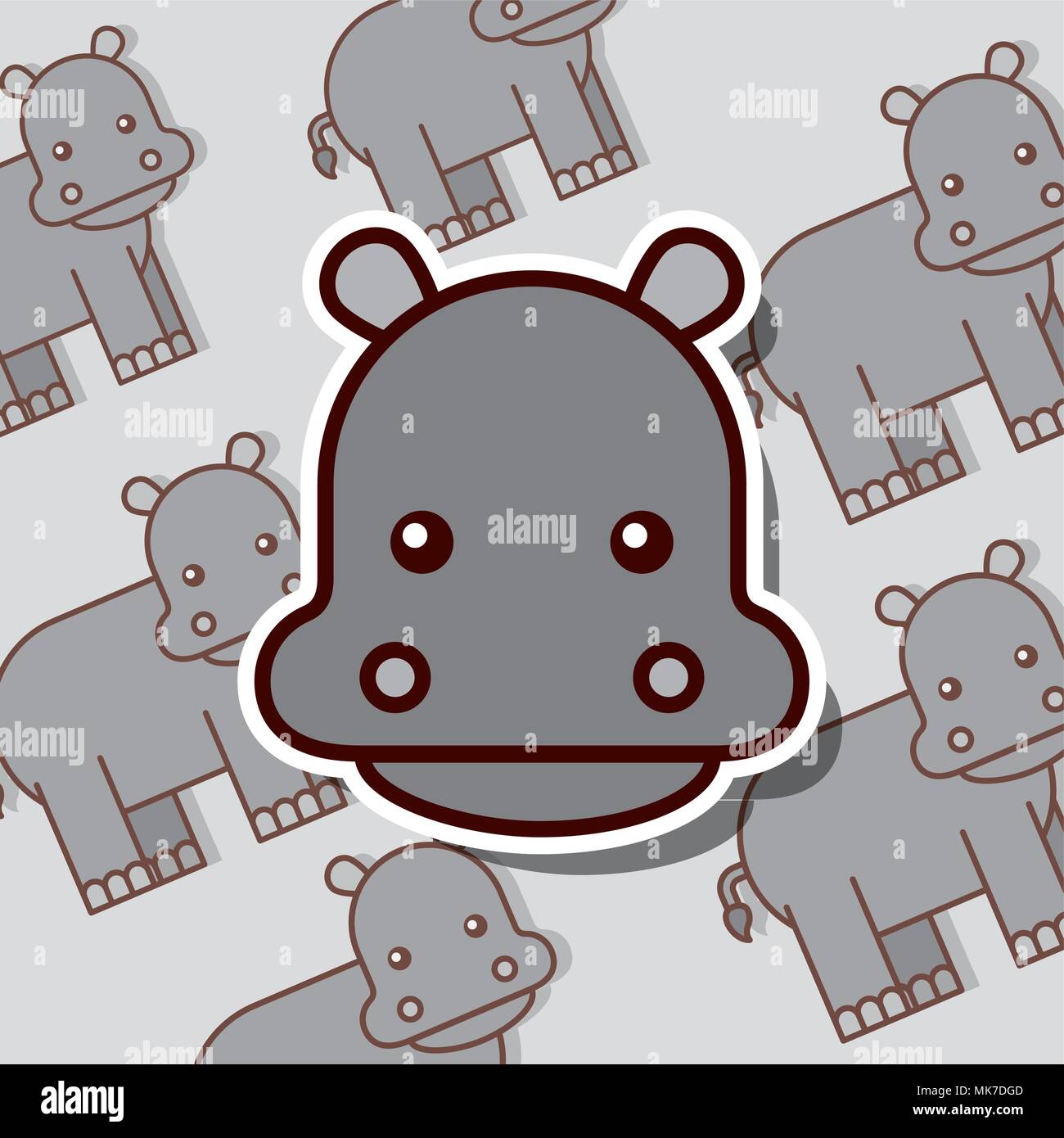 hippo safari animal african pattern vector illustration Stock Vector