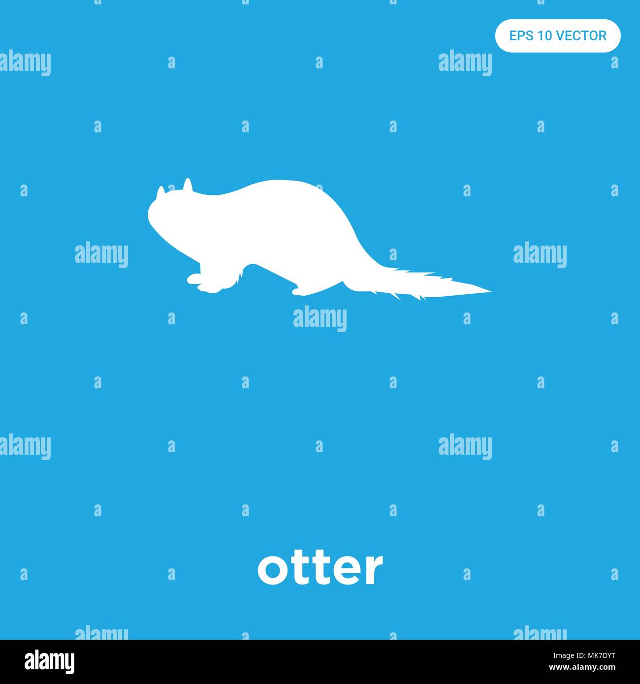 otter vector icon isolated on blue background, sign and symbol Stock Vector