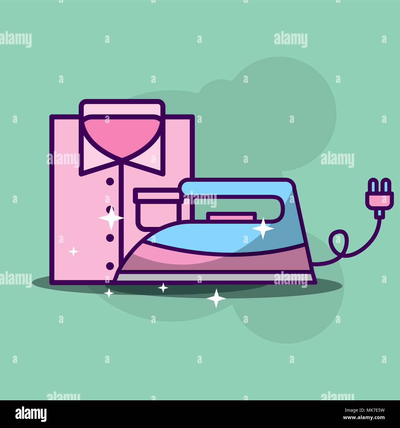 laundry cleaning steaming ironing with shirt vector illustration Stock Vector