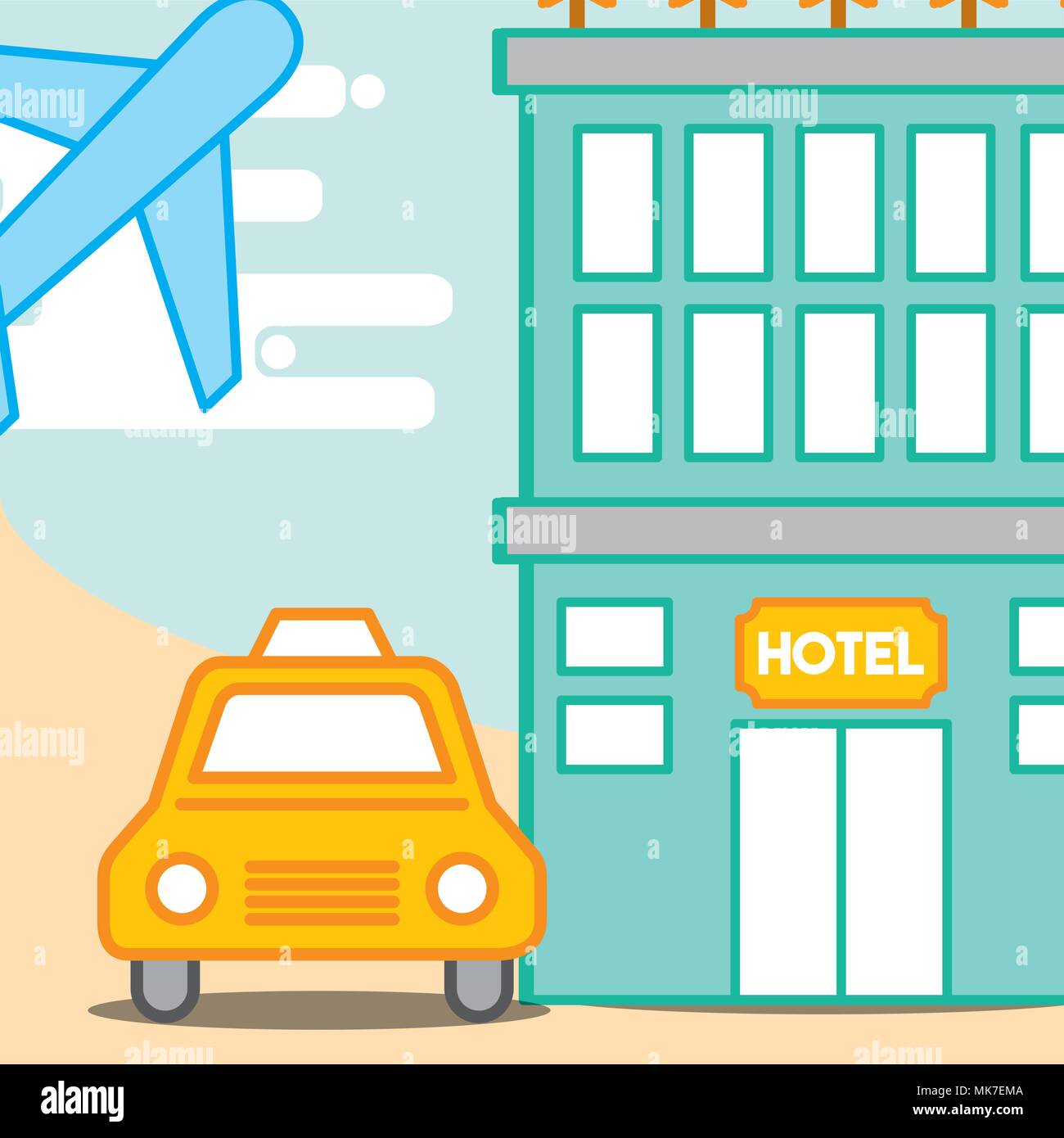 hotel service taxi and airplane travel vector illustration Stock Vector ...