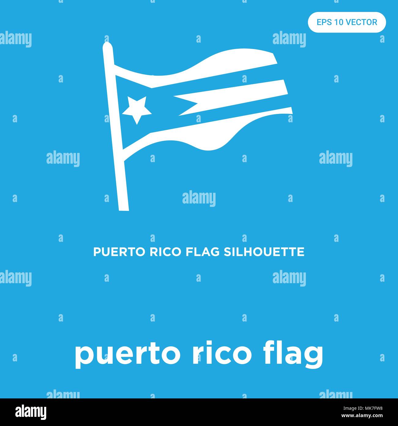 puerto rico flag vector icon isolated on blue background, sign and ...