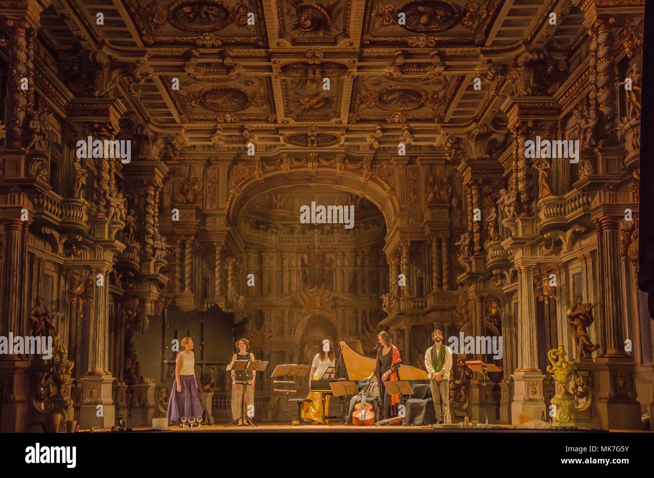 The Margravial Opera House in Bayreuth is a masterwork of Baroque court theatre architecture by Giuseppe Galli Bibiena Stock Photo