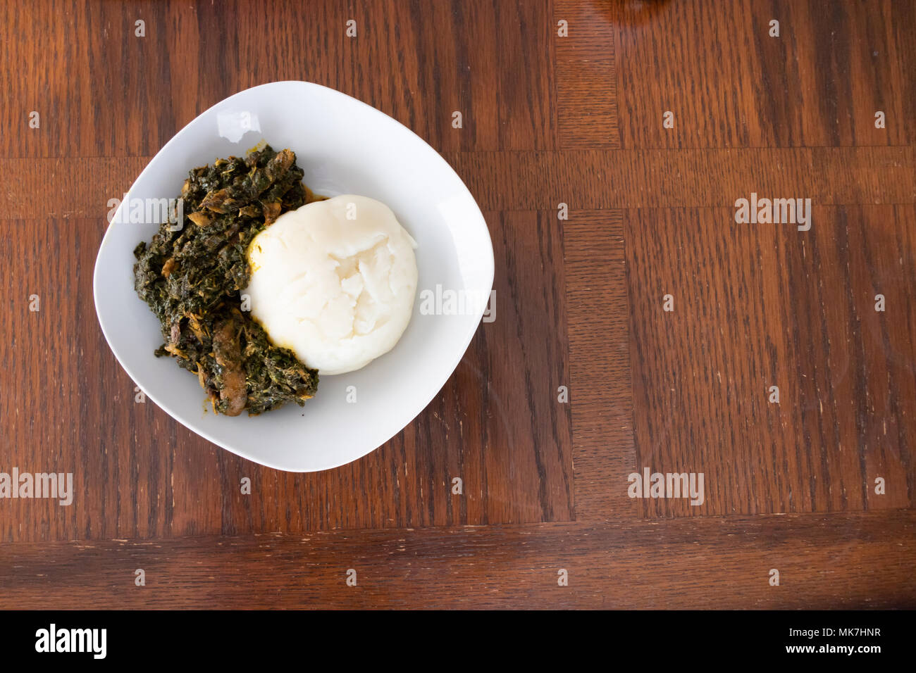 Nigerian Pounded Yam Serves with vegetable Soup Stock Photo Alamy