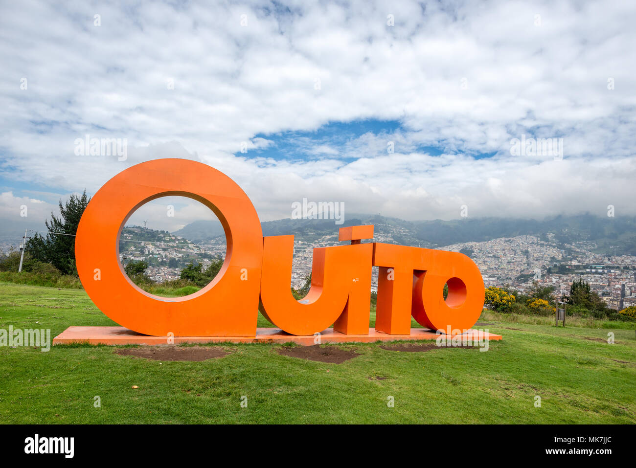 Quito letters in Itchimbia Park, Quito, Ecuador Stock Photo Alamy