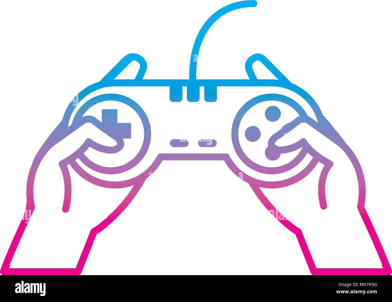 degraded line videogame controller technology with buttons in the hands ...