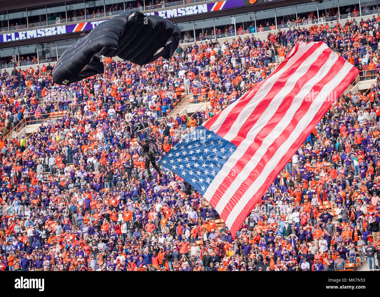 A paratrooper with the U.S. Army Special Forces Association Parachute