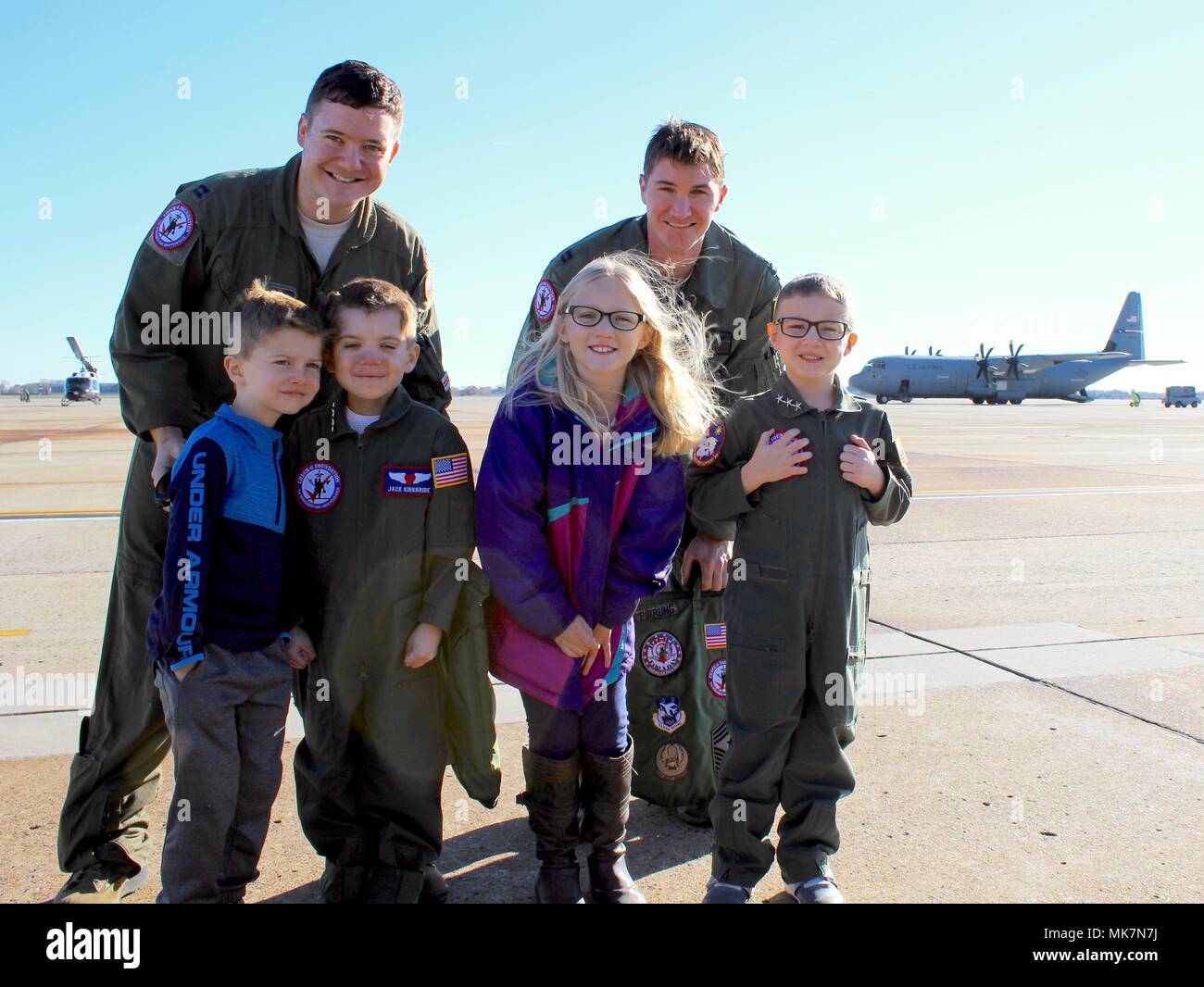 Jack Kirkbride and Houston Pirrung, both cancer survivors, stand for a