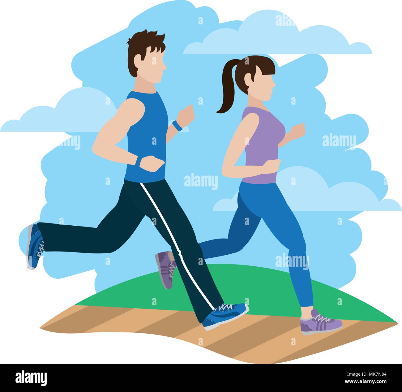 fitness woman and man running training Stock Vector Image & Art - Alamy