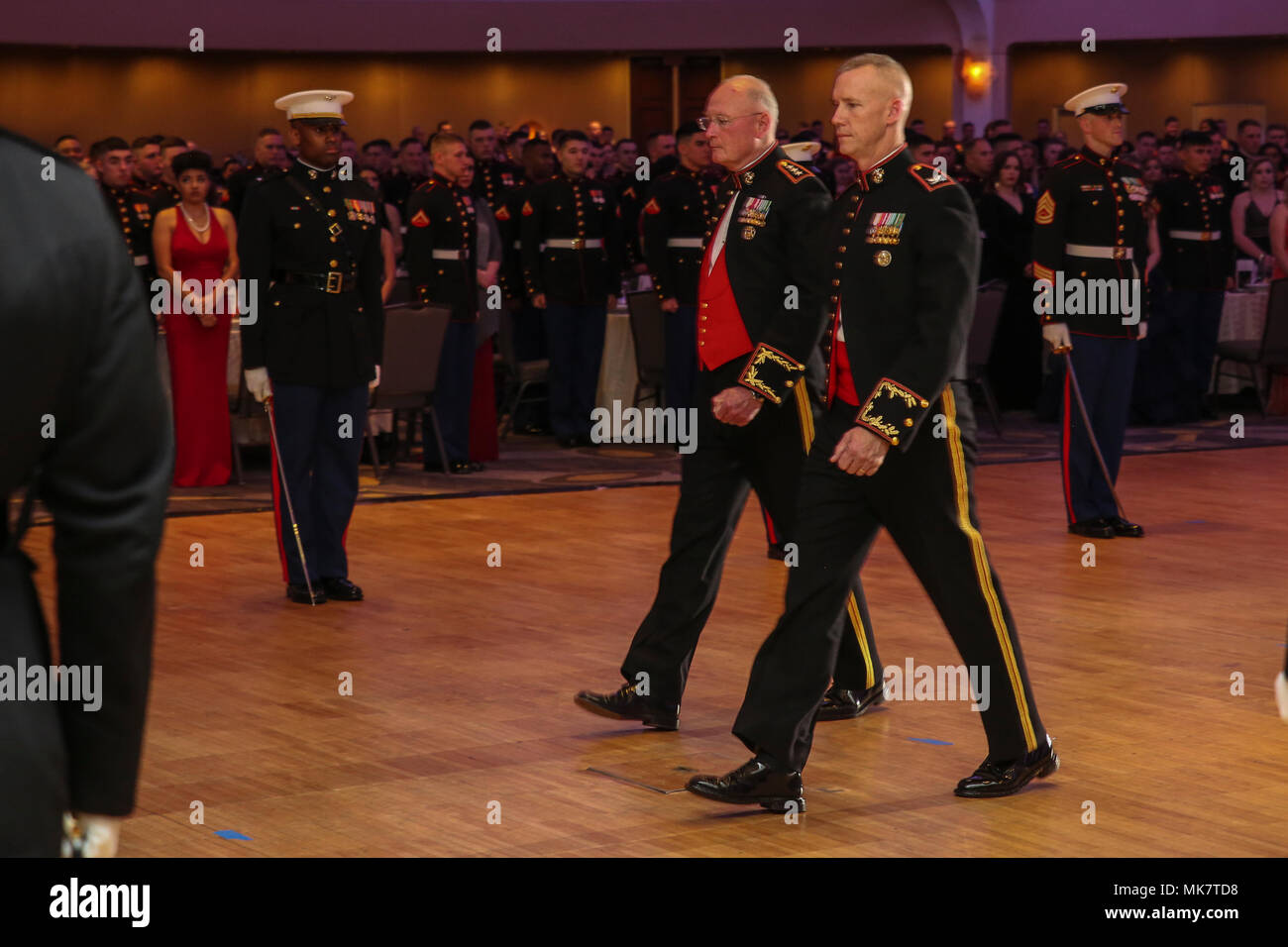 The Official Party Of The Marine Barracks Birthday Ball March To Center Stage During The Celebration