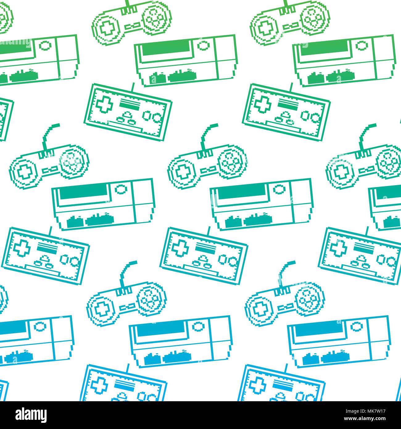 degraded line videogame console play controller background Stock Vector ...