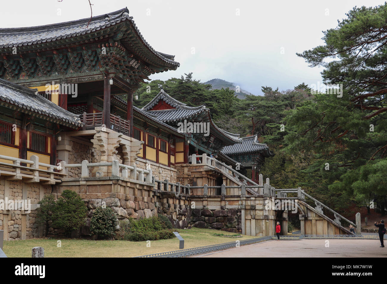 Impressive Bulguksa Temple, the finest example of Silla architecture and stonework,is head temple for the Jogye Order of Korea Buddhism in South Korea Stock Photo