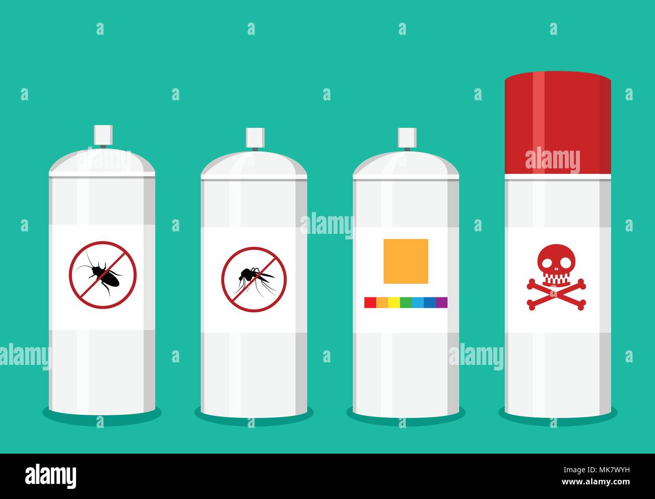 Set of spray can in flat vector art design Stock Vector