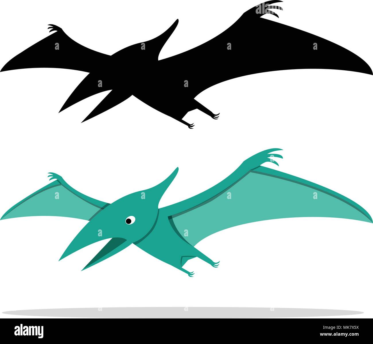 Pterosaurs, flying dinosaur on white, vector art design Stock Vector