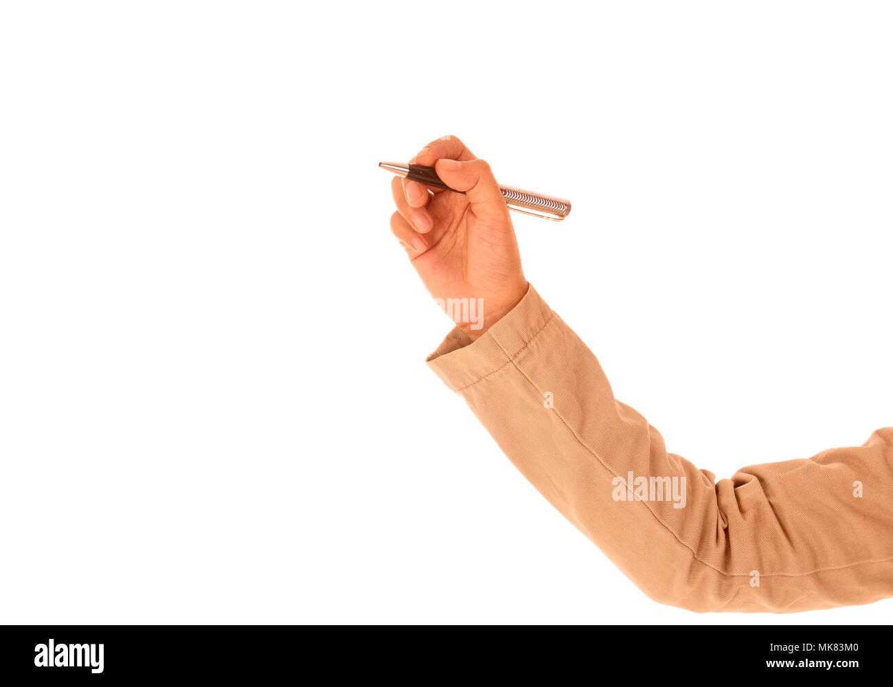 hand of a female holding a pen isolated on white background Stock Photo ...