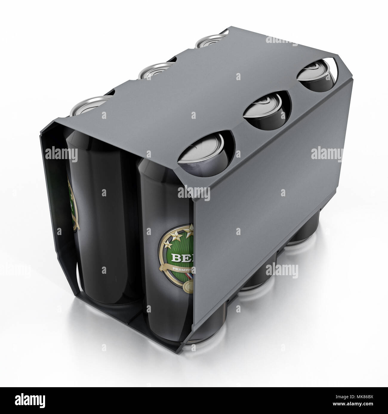 Metal beer cans in a 6 pack package. 3D illustration Stock Photo Alamy