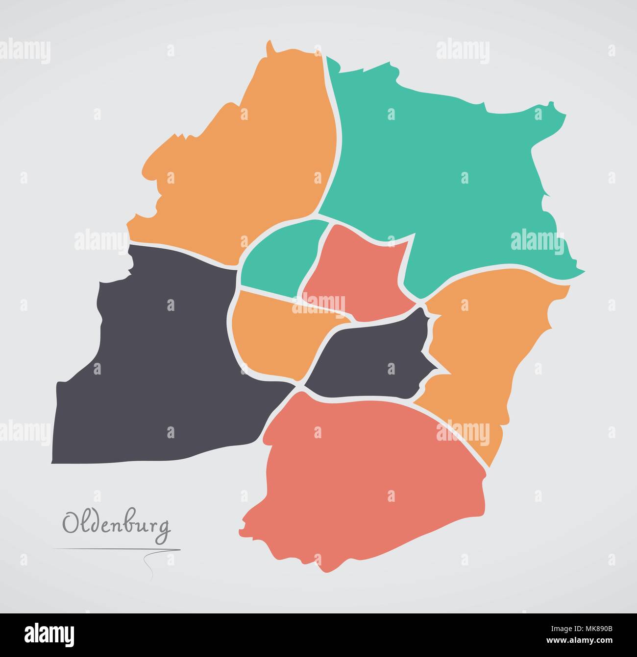 Oldenburg Map with boroughs and modern round shapes Stock Vector Image