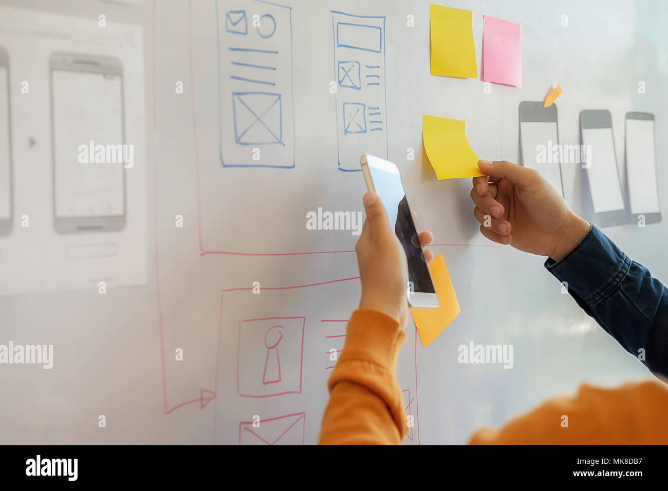 Designer drawing Web template layout development responsive branding Concept Stock Photo