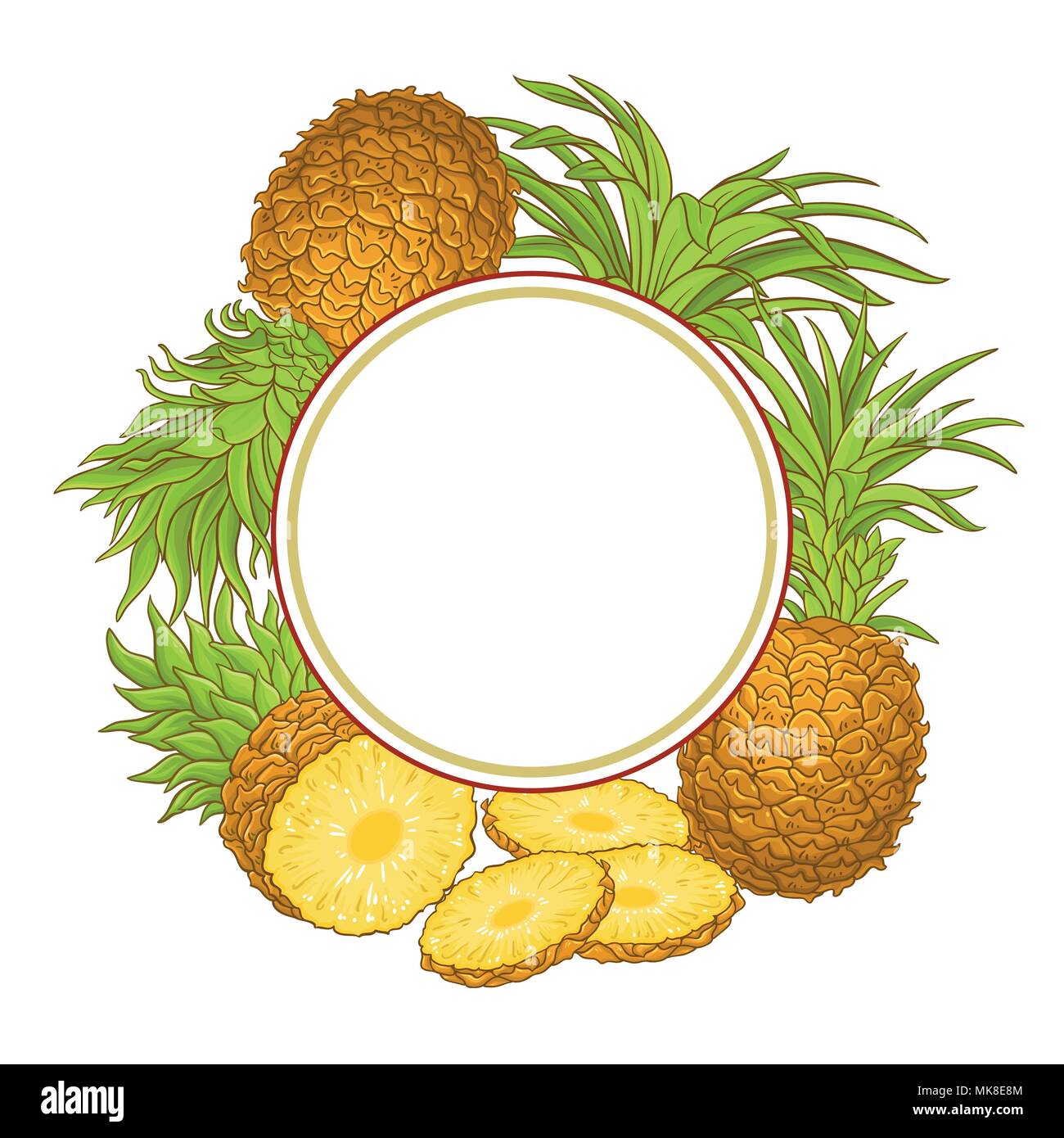 pineapple fruit vector frame on white background Stock Vector Image