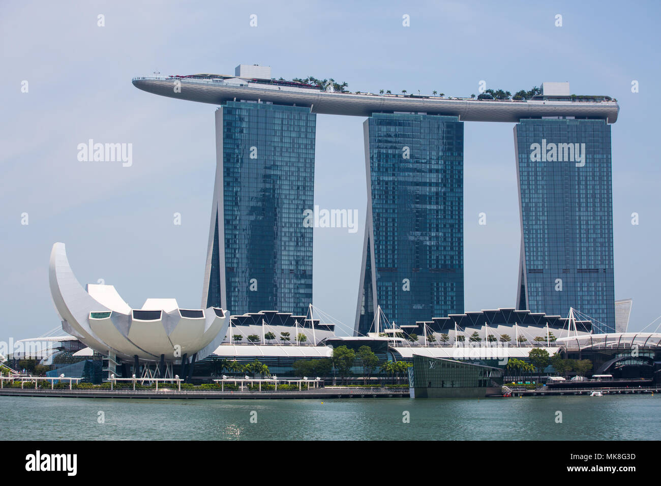 World class hotel of Marina Bay Sands Integrated Resort and Art Science Museum in 2018, Singapore Stock Photo