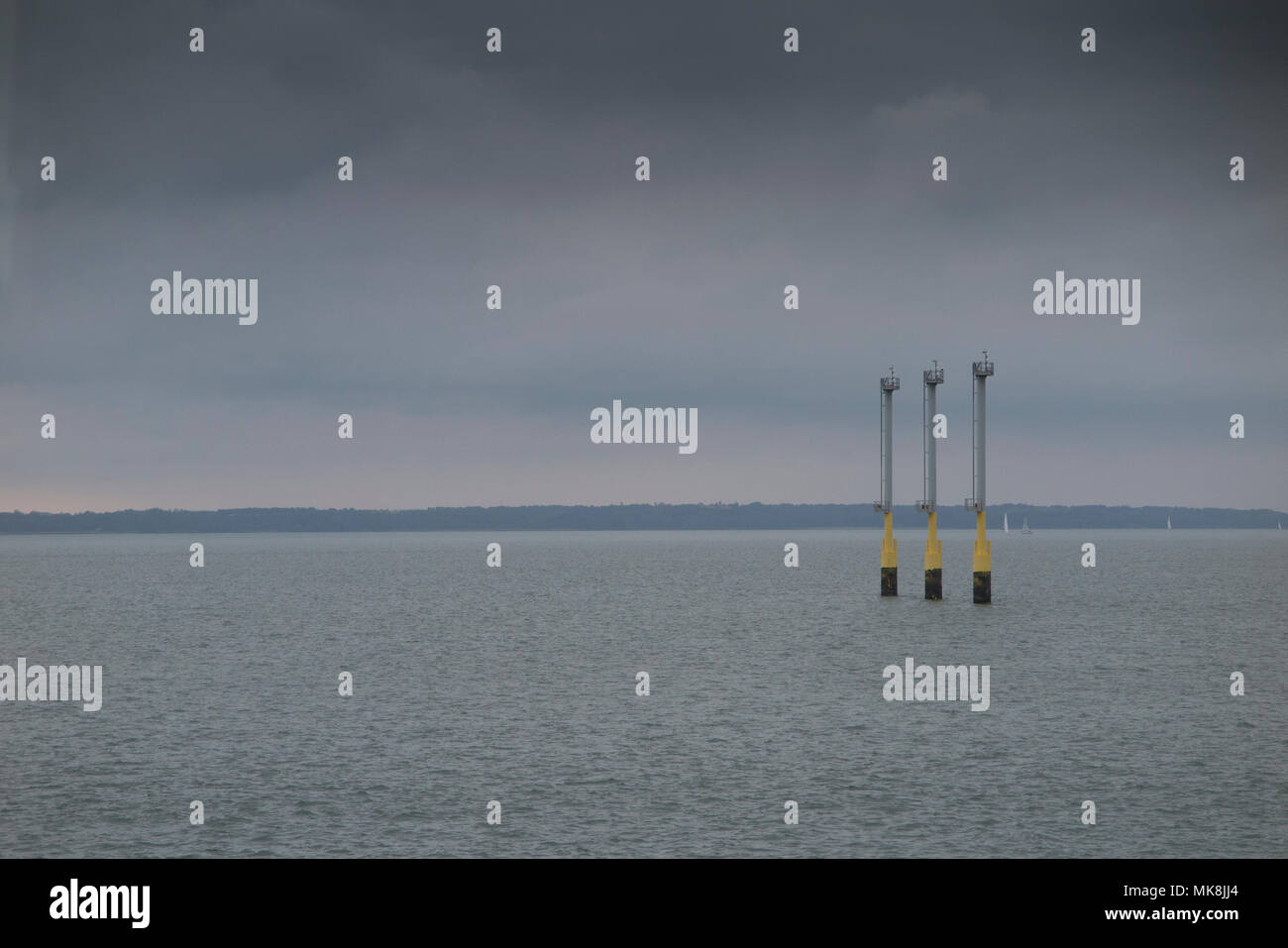 Navigation Lights in Portsmouth harbour for the new Aircraft Carriers in 2018 Stock Photo Alamy