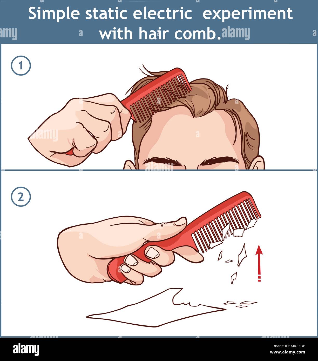 Simple Static Electric Experiment With Hair Comb Stock Vector Art