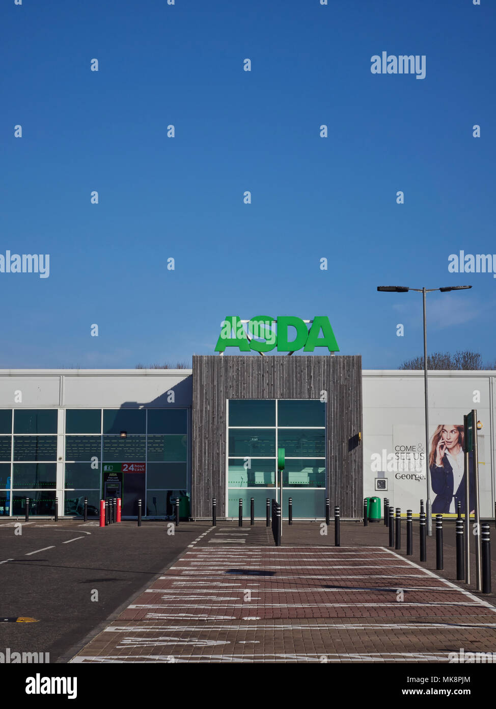 The front of the Asda Superstore on the outskirts of Arbroath, ready for the Sainsbury's merger. Angus, Scotland. Stock Photo