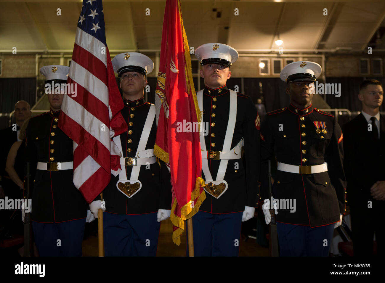 U.S. Marine Corps Color Guard with Headquarters and Service Company