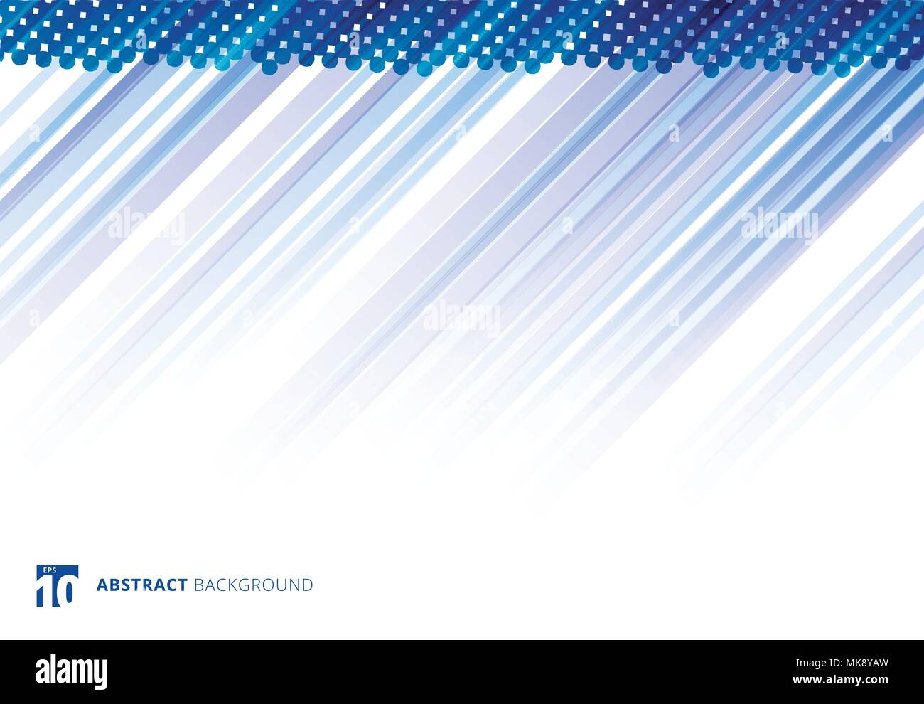 Blue abstract diagonal lines background technology with halftone on white background. Vector illustration Stock Vector