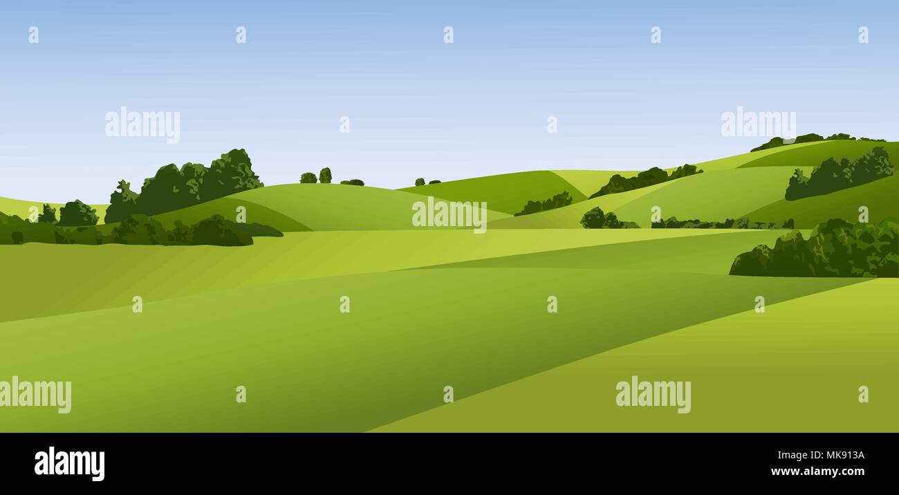 Rural landscape with green fields Stock Vector Image & Art - Alamy