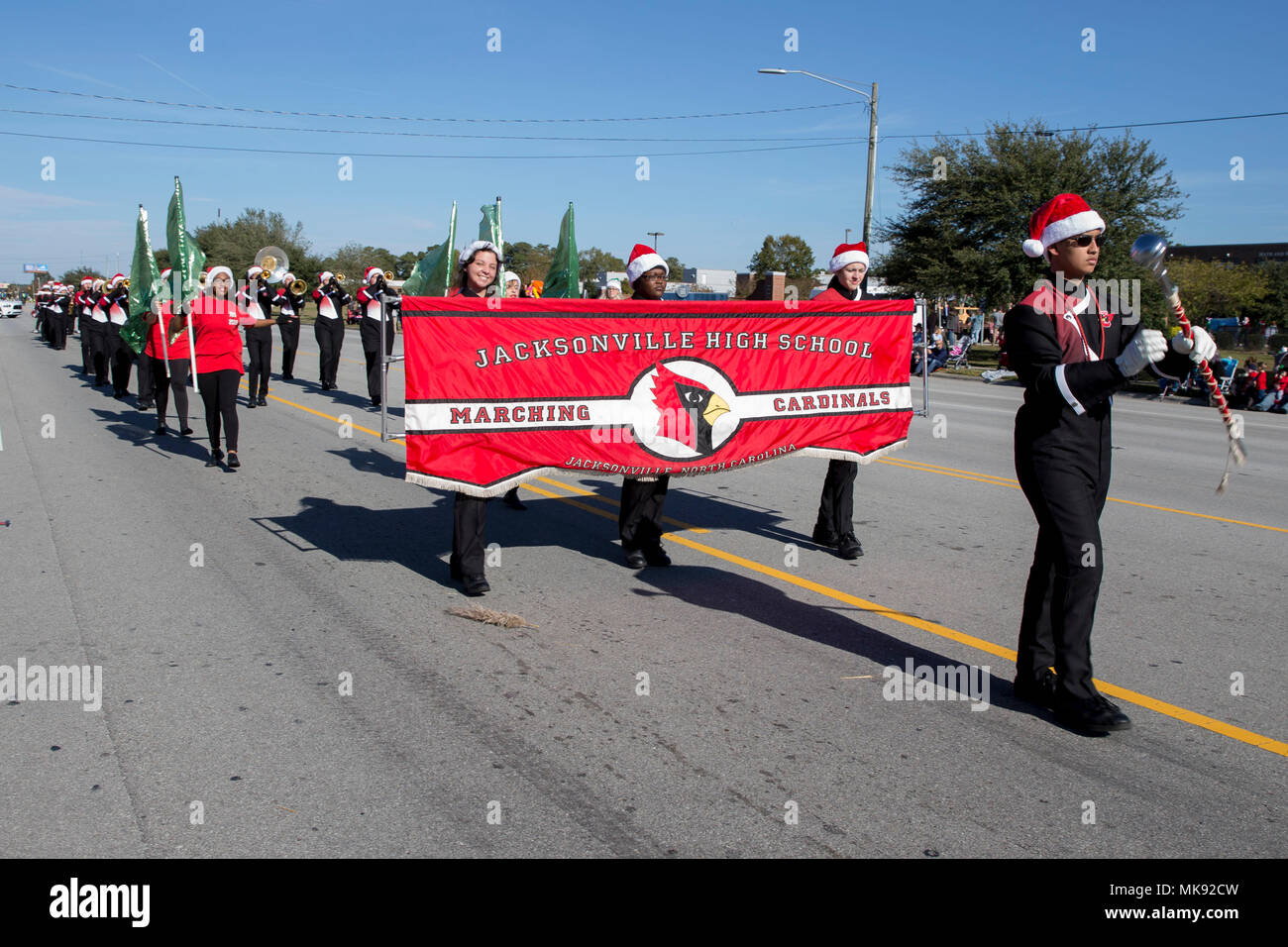 Jacksonville High School Marching Band Performs During The Holiday Parade In Jacksonville N C Nov 18 2017 The 62nd Annual Jacksonville Onslow Christmas Holiday Parade Moved Down Western Boulevard With 200 Floats Patrons And