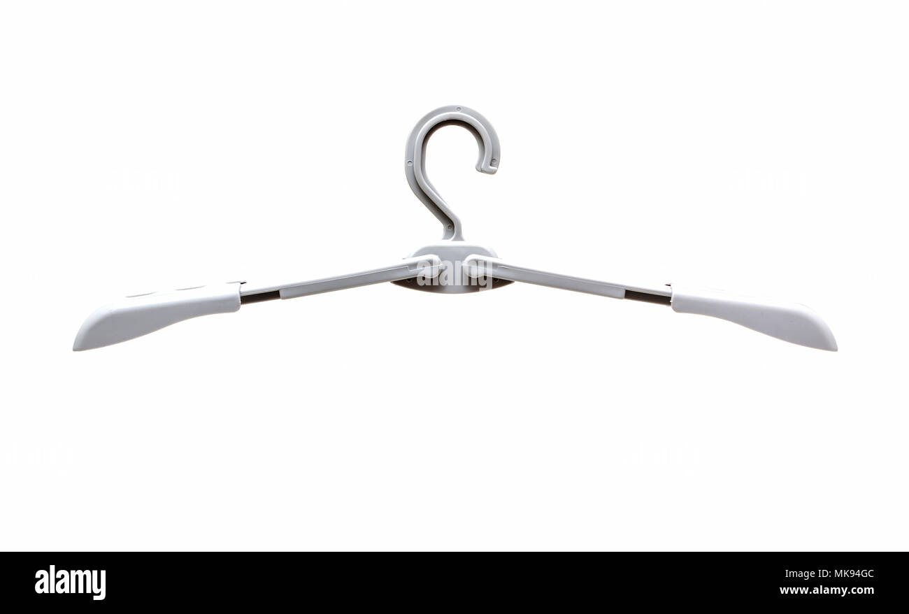 Plastic hanger clothes on white background Stock Photo Alamy
