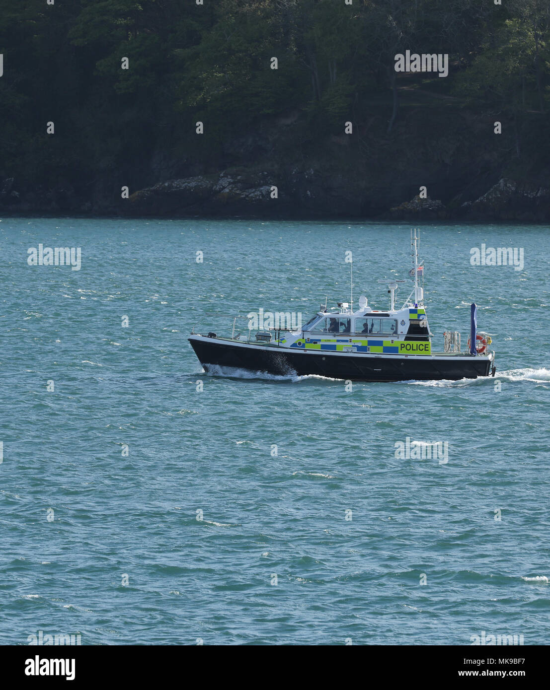 Police patrol launch in Plymouth Sound Stock Photo