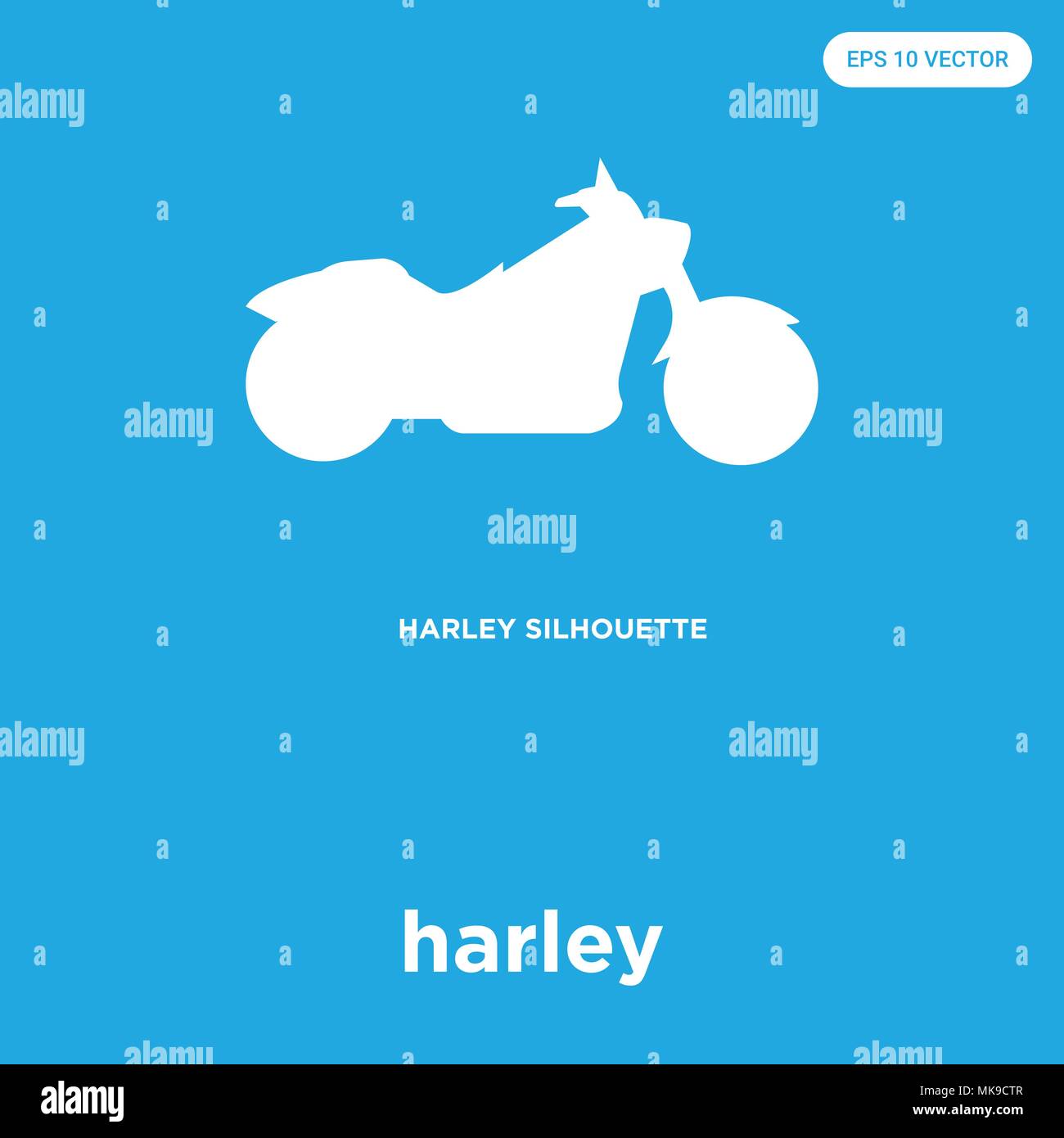 harley vector icon isolated on blue background, sign and symbol Stock Vector