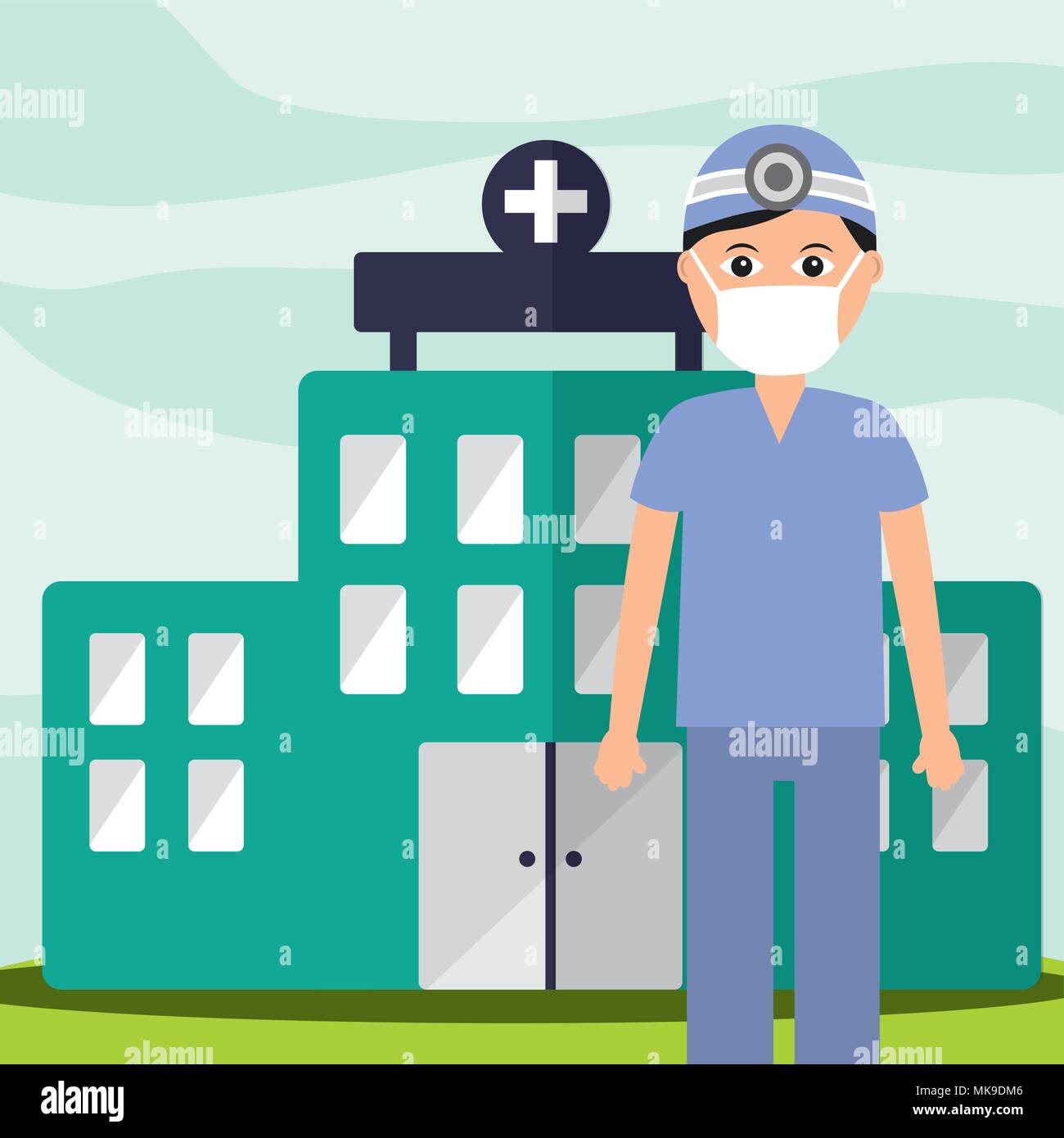 doctor dentist staff professional hospital building Stock Vector Image