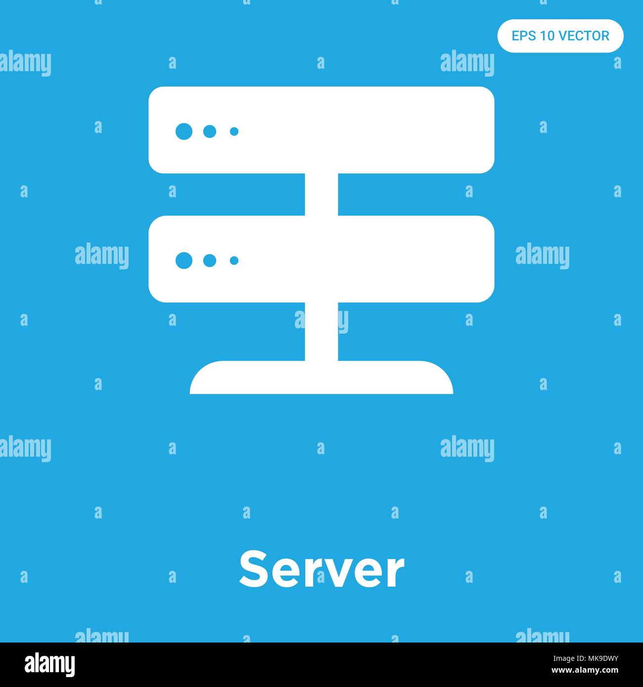 Server vector icon isolated on blue background, sign and symbol Stock ...