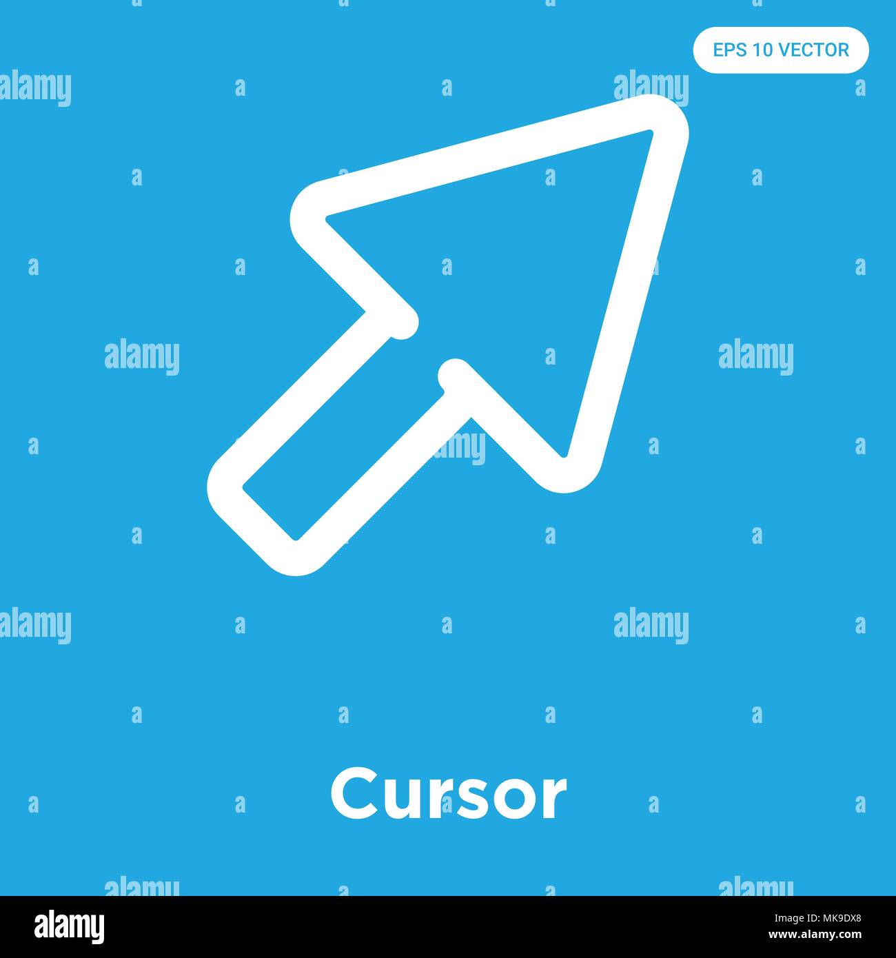 Cursor vector icon isolated on blue background, sign and symbol Stock Vector
