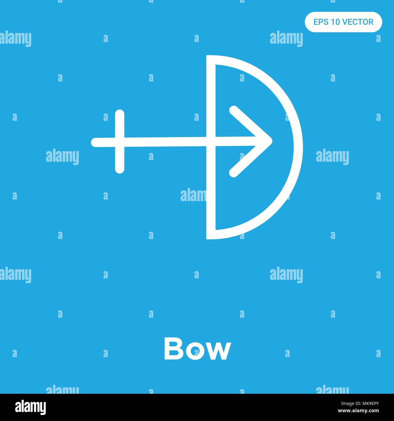 Bow vector icon isolated on blue background, sign and symbol Stock ...