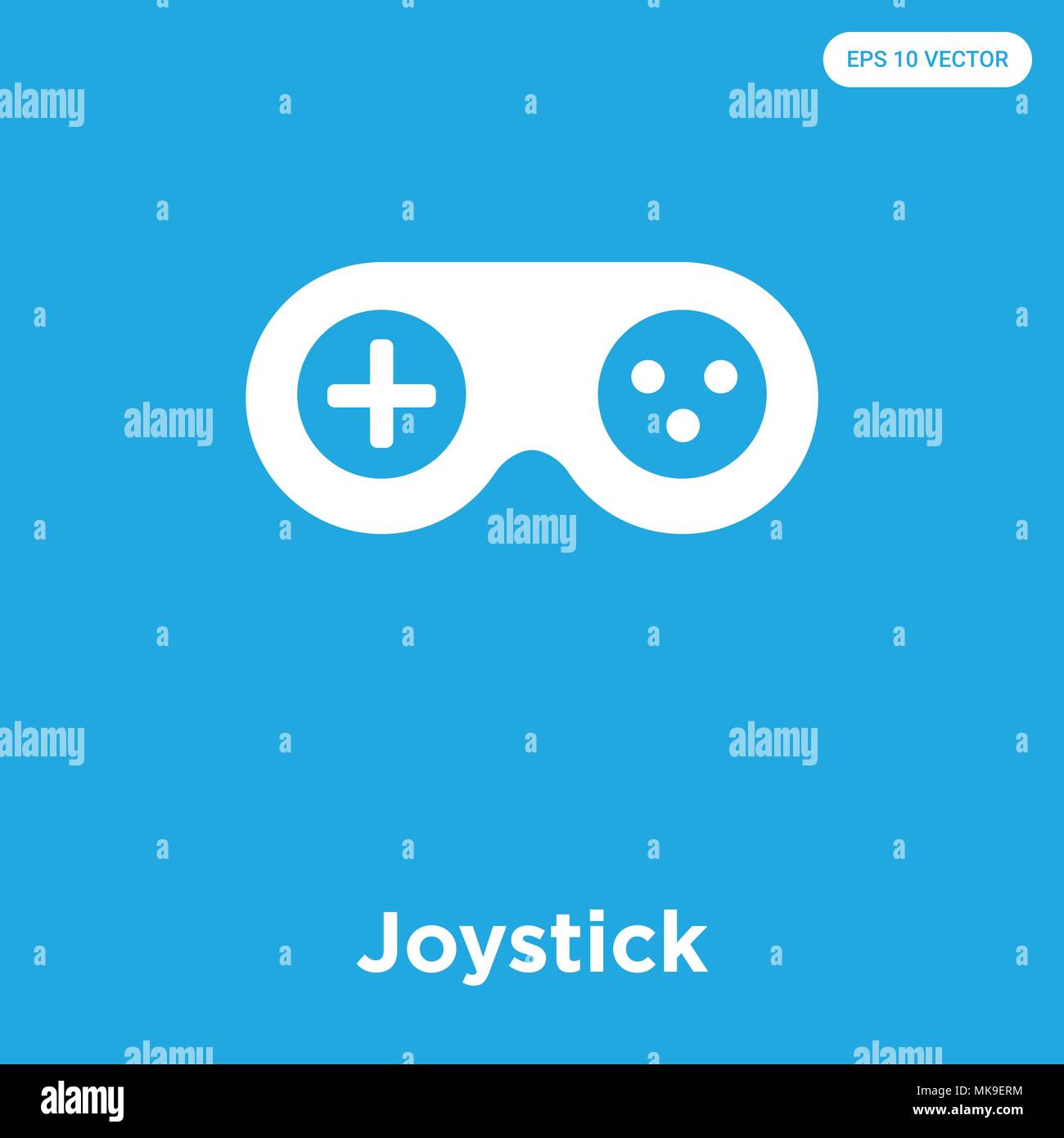 Joystick vector icon isolated on blue background, sign and symbol Stock ...