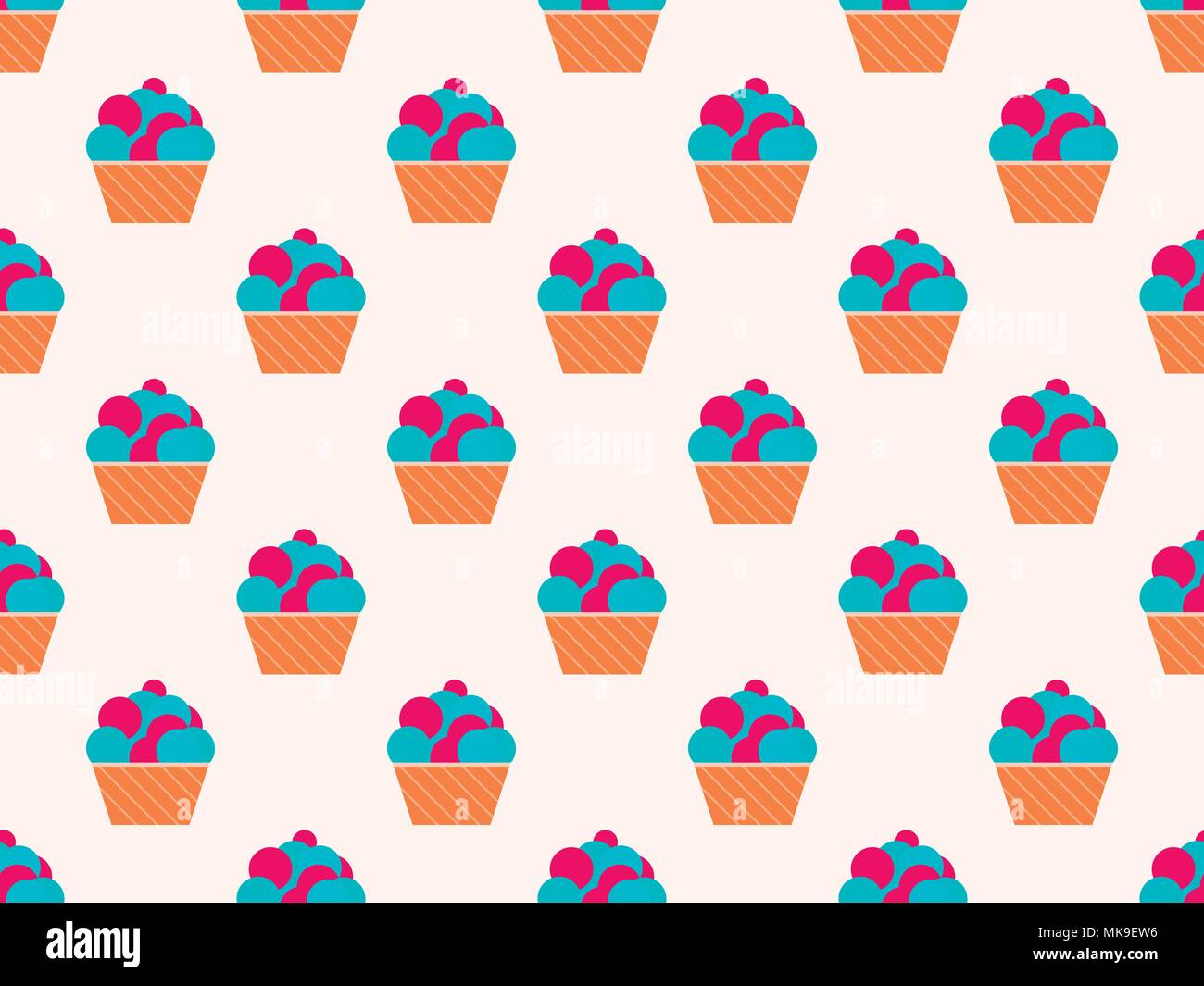 Cake seamless pattern. The cream in the basket. Vector illustration Stock Vector