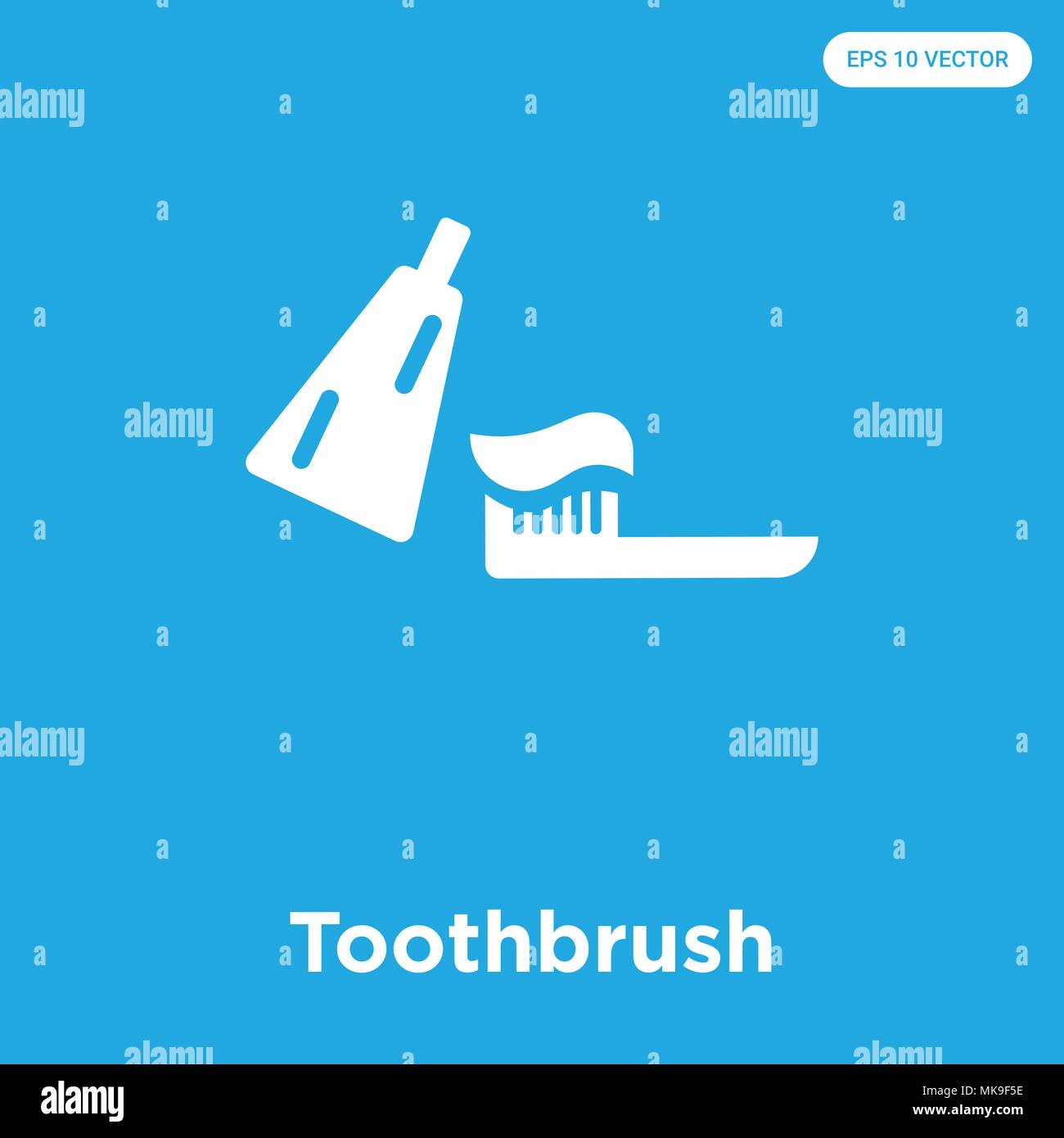 Toothbrush vector icon isolated on blue background, sign and symbol ...
